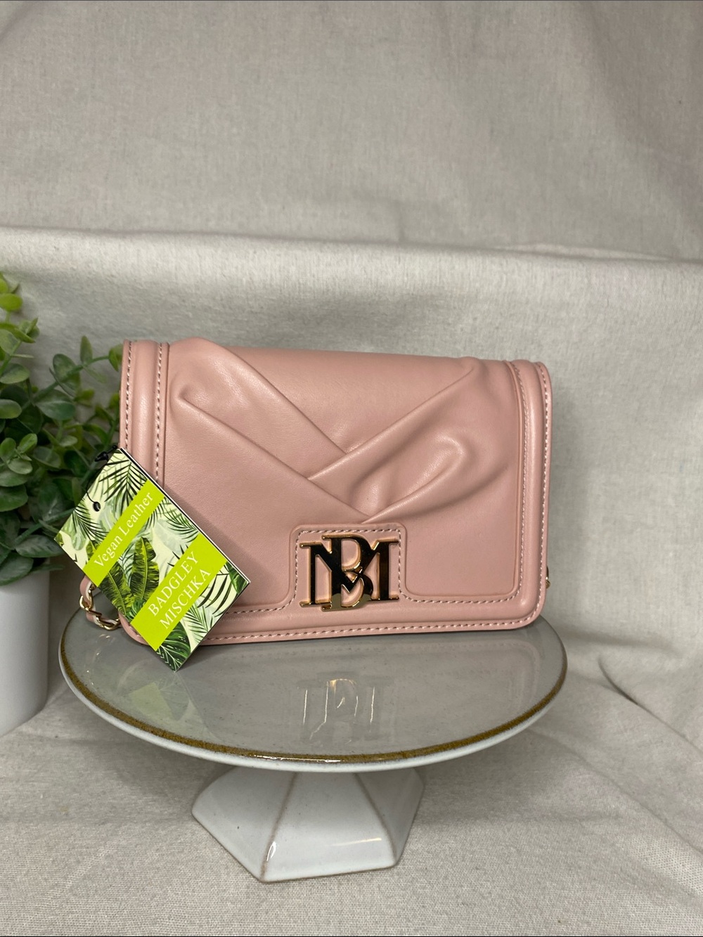 Badgley Mischka Pink Vegan Leather Bag NEW Blush Pink Crossbody Bag